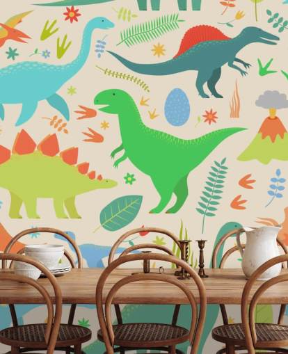 colorful cartoon dinosaurs wallpaper
