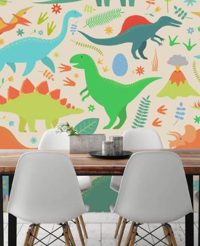 colorful cartoon dinosaurs wallpaper