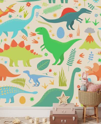 colourful cartoon dinosaurs wallpaper