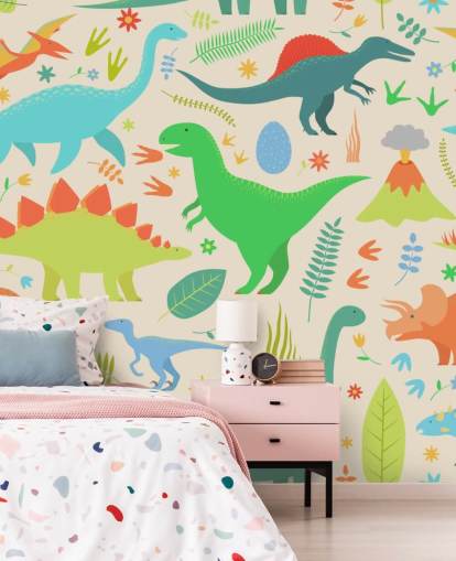 colorful cartoon dinosaurs wallpaper