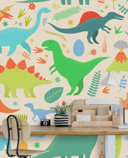 colourful cartoon dinosaurs wallpaper