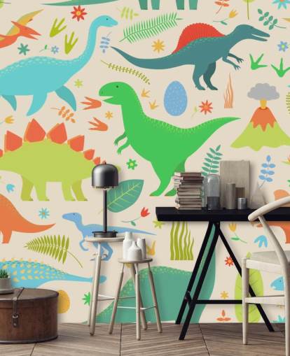 colorful cartoon dinosaurs wallpaper
