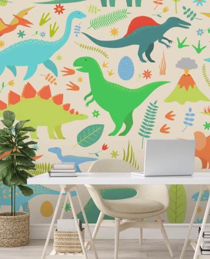 colorful cartoon dinosaurs wallpaper