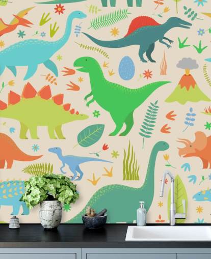 colorido fondo de pantalla de dinosaurios de dibujos animados