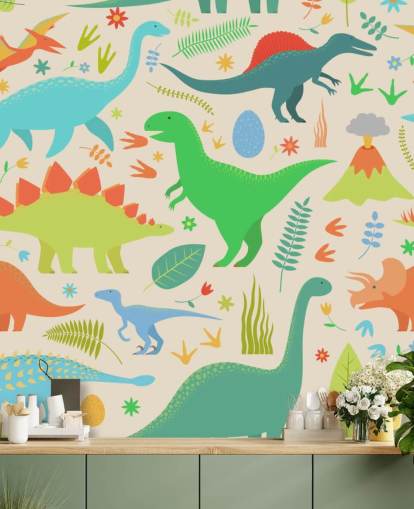 colorful cartoon dinosaurs wallpaper