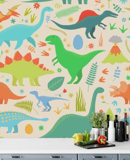 colourful cartoon dinosaurs wallpaper