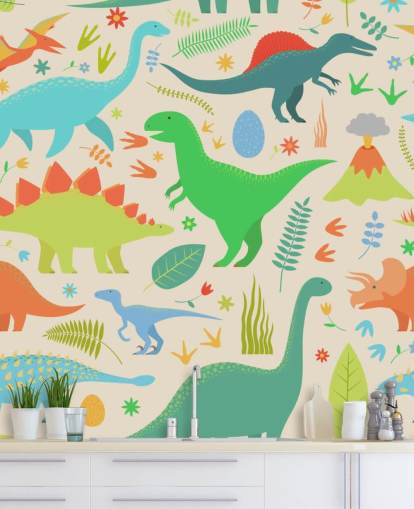 colorido fondo de pantalla de dinosaurios de dibujos animados