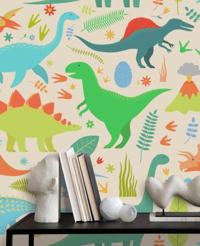 colorido fondo de pantalla de dinosaurios de dibujos animados