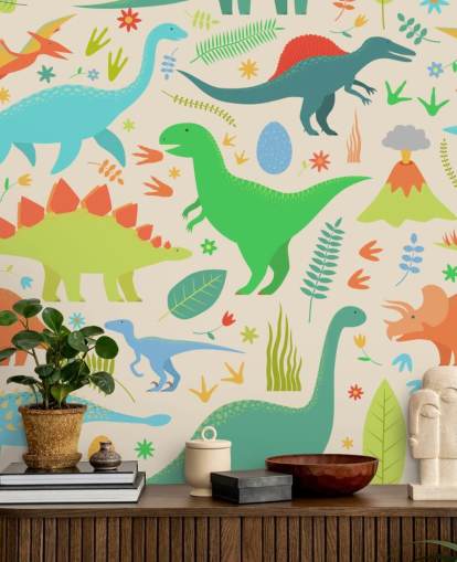 colorido fondo de pantalla de dinosaurios de dibujos animados