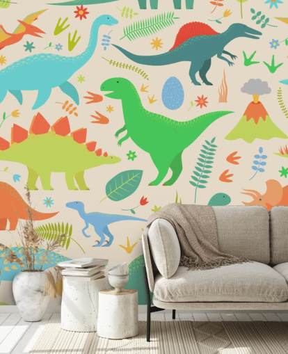 colorful cartoon dinosaurs wallpaper
