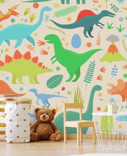 fond d'écran coloré de dinosaures de dessins animés