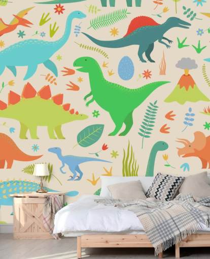 colorful cartoon dinosaurs wallpaper