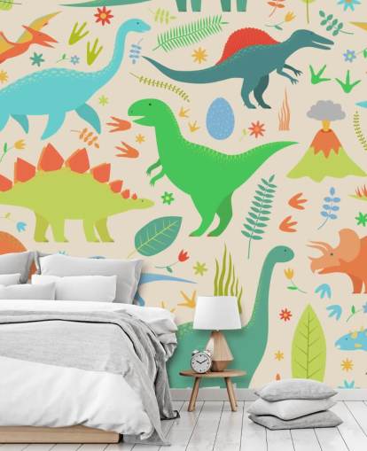 colorido fondo de pantalla de dinosaurios de dibujos animados