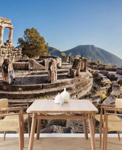 blue and white custom greece wall mural called The Temple of Athena, Delphi blue and white custom greece wall mural called The Temple of Athena, Delphi