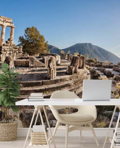 blue and white custom greece wall mural called The Temple of Athena, Delphi blue and white custom greece wall mural called The Temple of Athena, Delphi