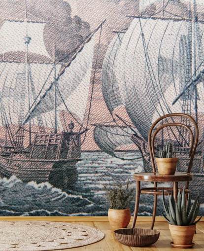 Christopher Columbus - Niña Pinta & Santa Maria väggmålning