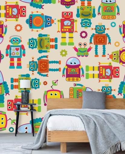 Colorful Cartoon Robots Wallpaper