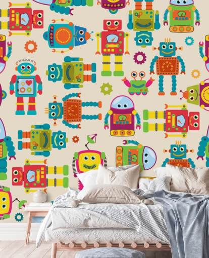 Colorful Cartoon Robots Wallpaper