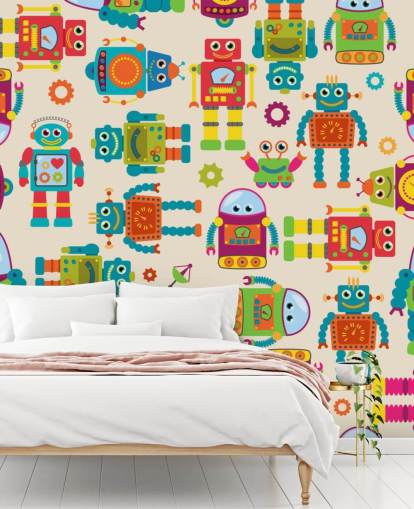 Colourful Cartoon Robots Wallpaper