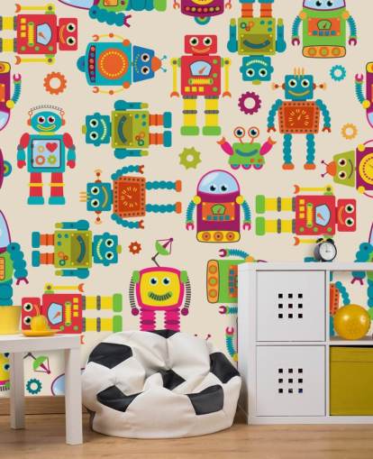 Buntes Cartoon-Roboter-Hintergrundbild