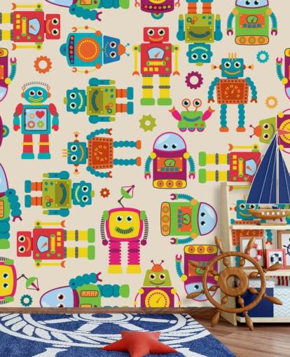 Colourful Cartoon Robots Wallpaper