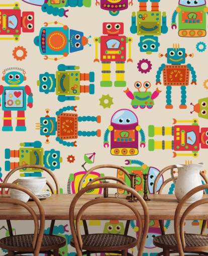 Colorful Cartoon Robots Wallpaper