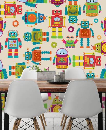 Fondo de pantalla colorido de robots de dibujos animados Fondo de pantalla colorido de robots de dibujos animados