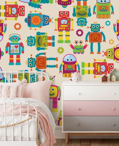 Colourful Cartoon Robots Wallpaper