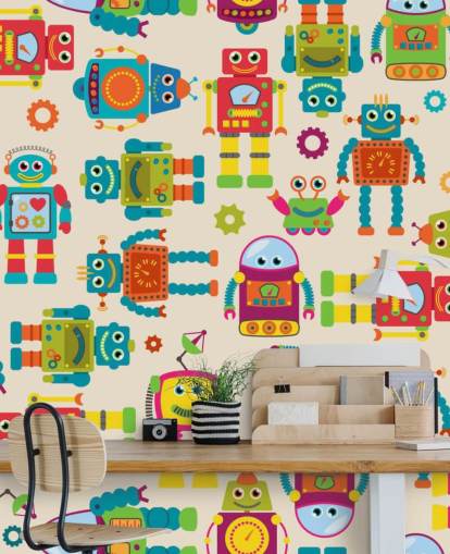 Carta da parati colorata con robot animati Carta da parati colorata con robot animati