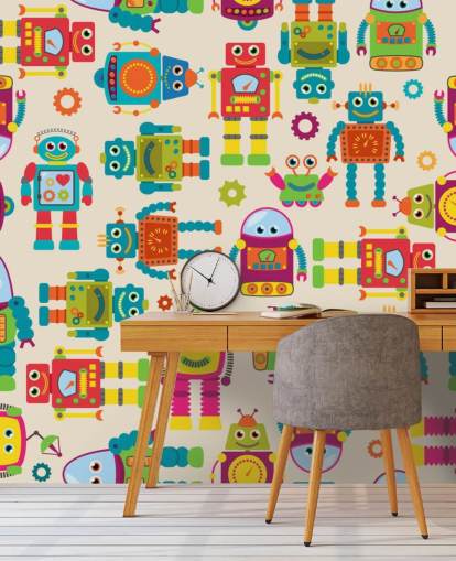 Papier peint coloré de robots de dessin animé