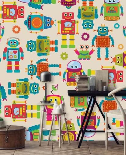 Buntes Cartoon-Roboter-Hintergrundbild
