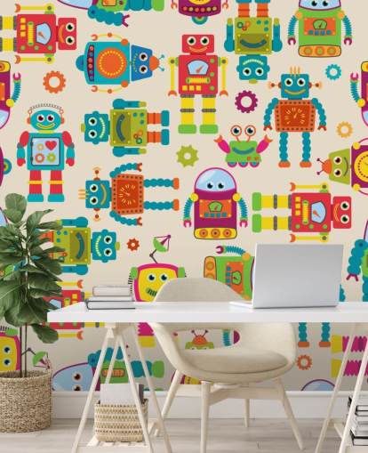 Colourful Cartoon Robots Wallpaper Colourful Cartoon Robots Wallpaper