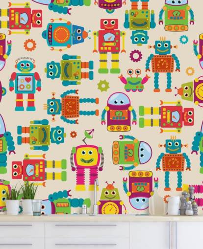 Colorful Cartoon Robots Wallpaper