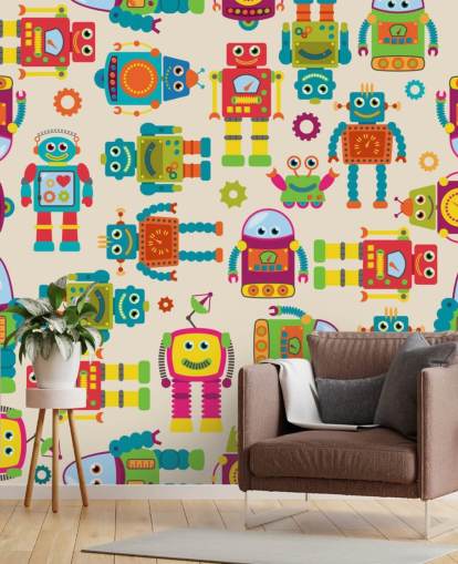 Buntes Cartoon-Roboter-Hintergrundbild Buntes Cartoon-Roboter-Hintergrundbild