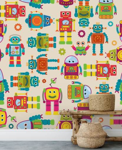 Fondo de pantalla colorido de robots de dibujos animados Fondo de pantalla colorido de robots de dibujos animados