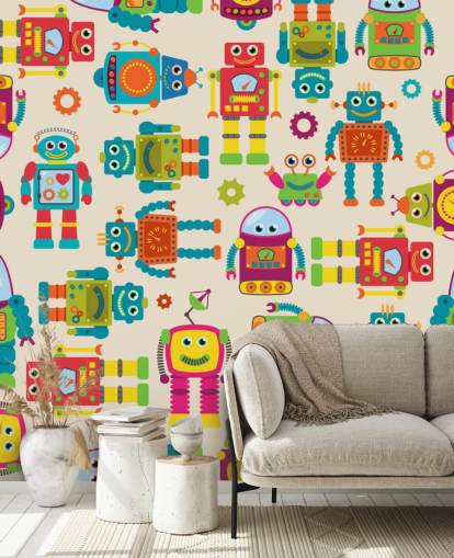 Colorful Cartoon Robots Wallpaper
