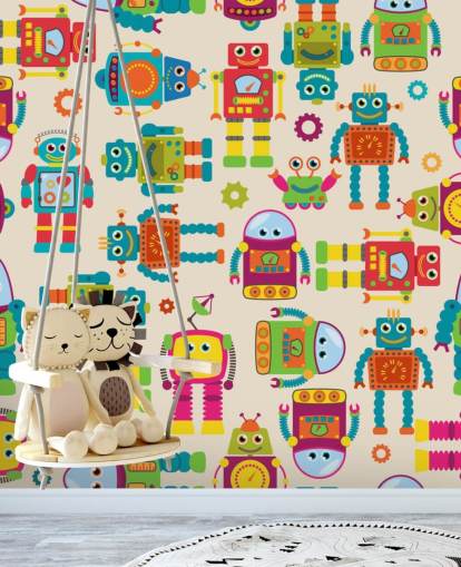 Buntes Cartoon-Roboter-Hintergrundbild