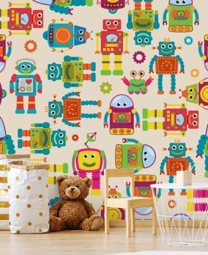 Papier peint coloré de robots de dessin animé