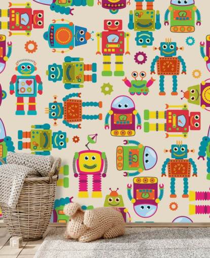 Kleurrijke Cartoon Robots Wallpaper Kleurrijke Cartoon Robots Wallpaper