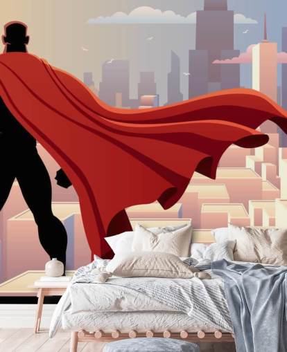 Superhero Looking at City Wallpaper