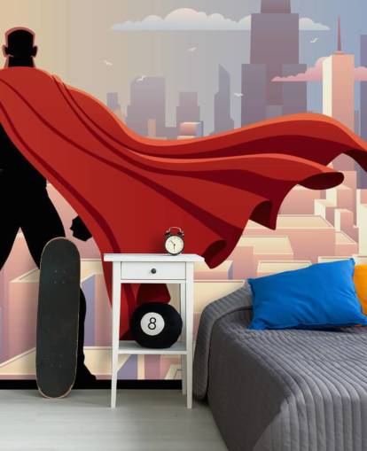 Sfondo di supereroi che guardano la città