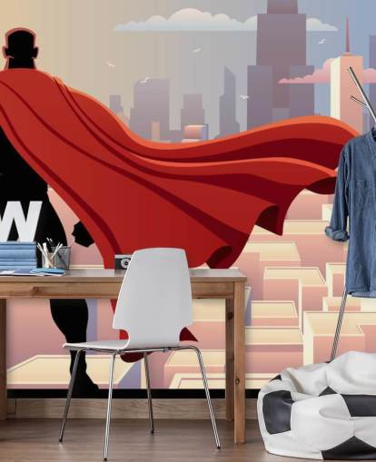Superhero Looking at City Wallpaper
