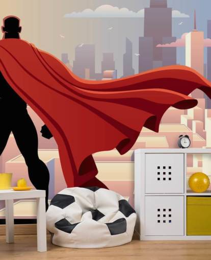 Sfondo di supereroi che guardano la città