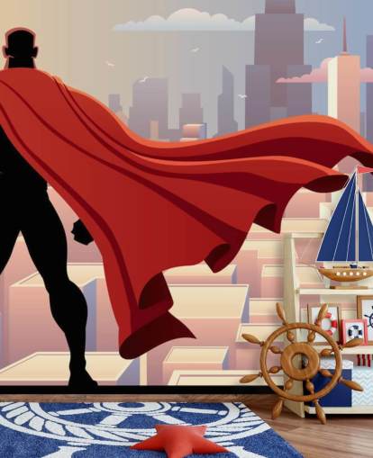 Papel de parede de super-herói olhando para a cidade Papel de parede de super-herói olhando para a cidade