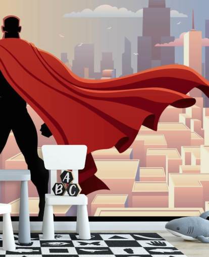 Papier peint Super-héros regardant la ville