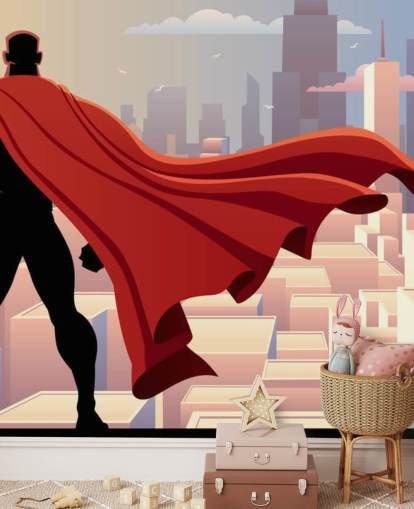 Fondo de pantalla de superhéroe mirando la ciudad