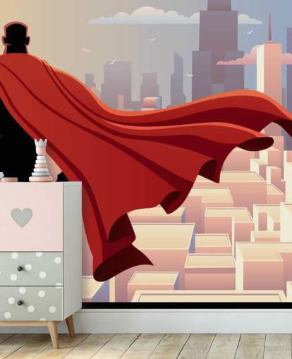 Sfondo di supereroi che guardano la città