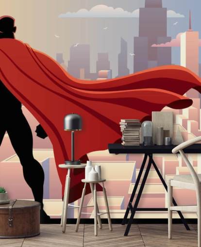 Superhero Looking at City Wallpaper