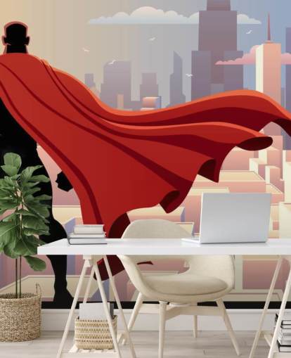 Superhero Looking at City Wallpaper