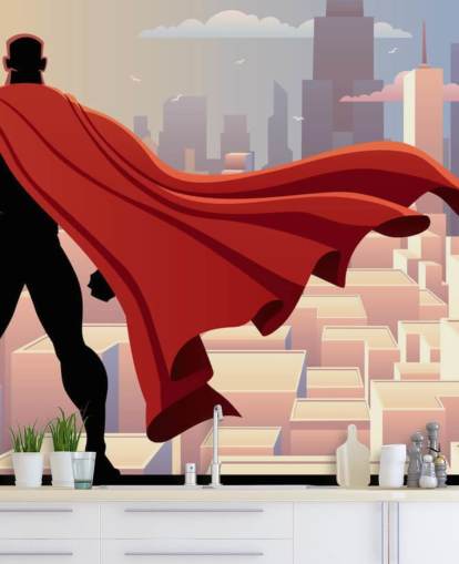 Sfondo di supereroi che guardano la città